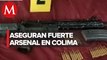 Aseguran armas y equipo táctico tras cateo en Colima