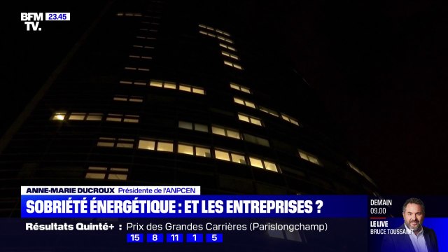 Sobriété énergétique: la tour Séquoia, qui abrite le ministère de la Transition écologique, éclairée la nuit alors que la loi l'interdit