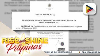VP Sara Duterte, itinalagang OIC sa bansa habang nasa state visit sa Indonesia at Singapore ang Pangulo