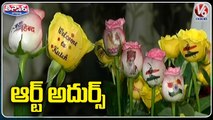 Artists Made Variety Designs By Using Flowers & Pencils | V6 Weekend Teenmaar