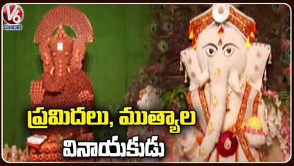 Different Type Of Ganesh Idols Attracts Public In  Vanasthalipuram | Hyderabad | V6 News