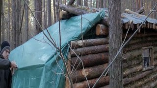 Building Log Cabin in the Forest, Shed by the Hut, In The Continuation of Construction, Workbench