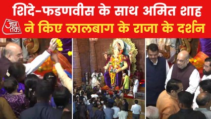 Amit Shah visits LalBagh k Raja in Mumbai with family
