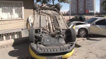 Kayseri haberleri... Kayseri'de otomobille çarpışan taksi takla attı: 1 yaralı