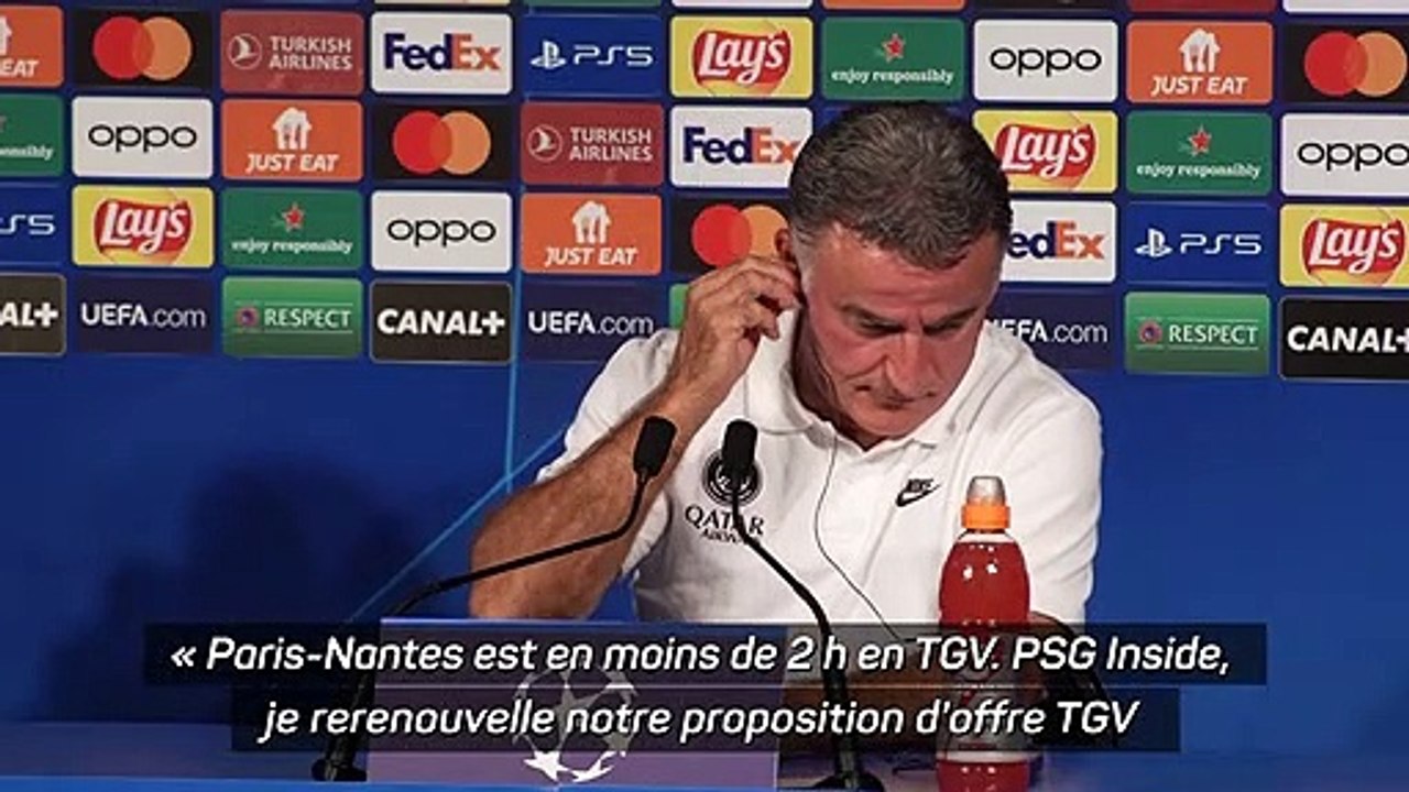 PSG - Galtier, les déplacements en jet et l'offre TGV : "On est en train de voir si on ne peut pas se déplacer en char à voile"