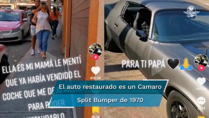 Restaura auto de su papá fallecido y conmueve a su madre