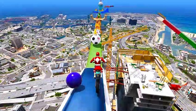 GTA5 Mods - Homem-Aranha Parkour com MOTOS Aéreo na Cidade na Mega Rampa com SUPER HERÓIS