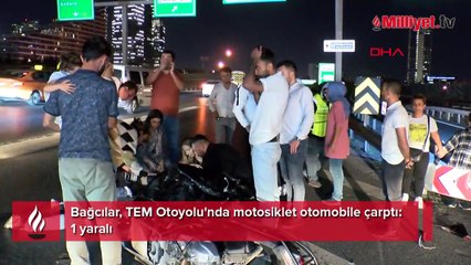 TEM Otoyolu'nda motosiklet otomobile çarptı! 1 yaralı