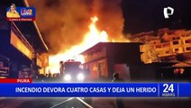 Piura: Voraz incendio consume cuatro viviendas y deja a una persona herida