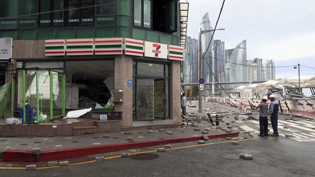 الإعصار هينامنور يخلف أضرارا في مدينة بوسان الكورية الجنوبية