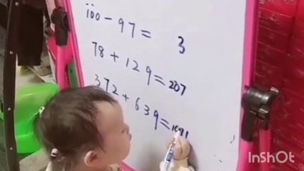 funny video, a little girl who is very good at math