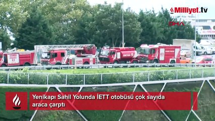 Yenikapı'da İETT otobüsü çok sayıda araca çarptı