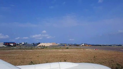 The beautiful and lush green airport of Hulhumale in Maldives