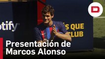 Marcos Alonso en la presentación con el Barcelona: «Es muy emocionante estar en el equipo donde triunfó mi padre»