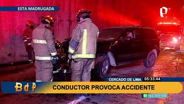 Accidente vehicular: conductor se queda dormido y choca contra muro en la Vía Expresa