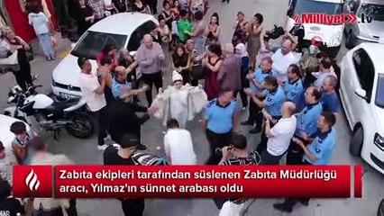 Zabıta aracı sünnet arabası oldu