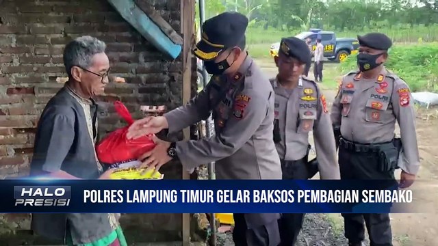 Polres Lamtim Bagikan Puluhan Paket Sembako Ke Masyarakat Terdampak Langsung Kenaikan Harga BBM