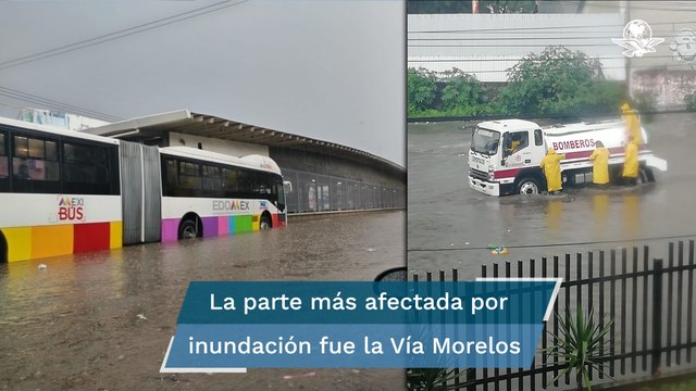 Inundaciones por fuertes lluvias paralizan la circulación en Ecatepec