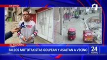 El Agustino: Cámaras de seguridad captan a falsos mototaxistas golpeando y asaltando a sujeto