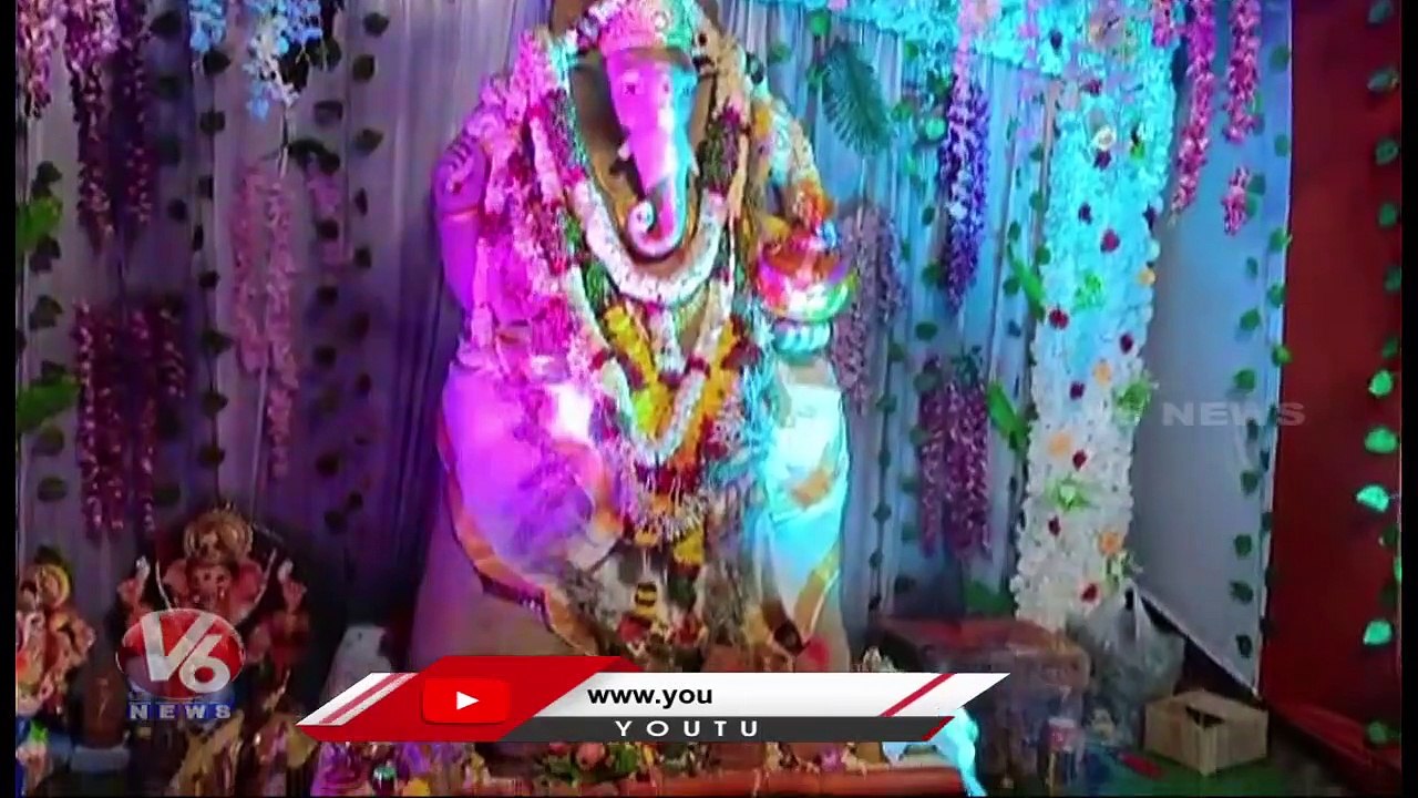 Ganesh Navaratri Celebrations Grandly Held In Bachupally  Nandanavanam Colony | Hyderabad | V6 News