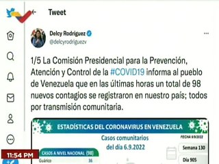 COVID-19 | Venezuela registró 98 casos por transmisión comunitaria y 535.630 pacientes recuperados