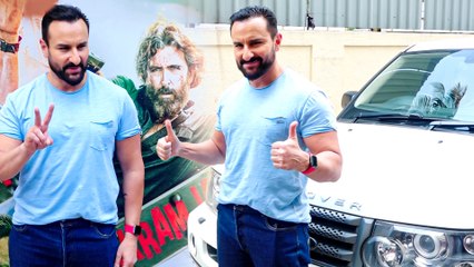 Saif Ali Khan Arrives In Range Rover For Vikram Vedha Preview