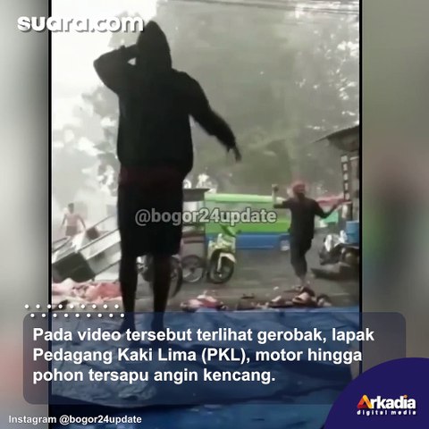 Merinding! Hujan Badai Terjang Bogor, Lapak PKL Hingga Motor Tersapu Angin Kencang, Warga: Allahuakbar, Astagfirullah