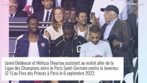 Jamel Debbouze et Melissa Theuriau tendrement enlacés : gros câlins des amoureux pour le match du PSG