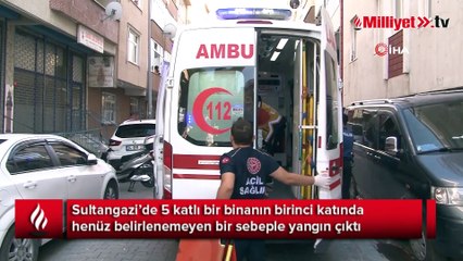 Sultangazi’de korkutan yangın, mahsur kalan 6 kişiyi itfaiye kurtardı