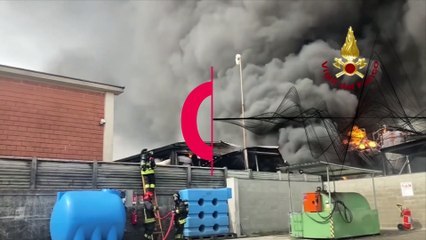 Fire crews fight chemical blaze on Milan outskirts