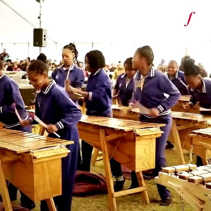 Le groupe Marimba d'écoliers sud-africains.