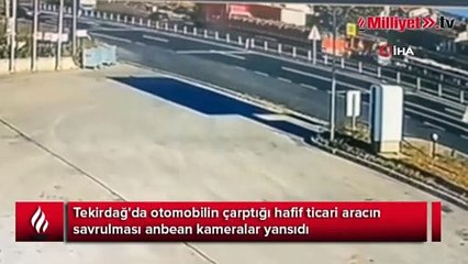 Otomobilin hafif ticari araca çarptığı kaza kamerada: 4 yaralı