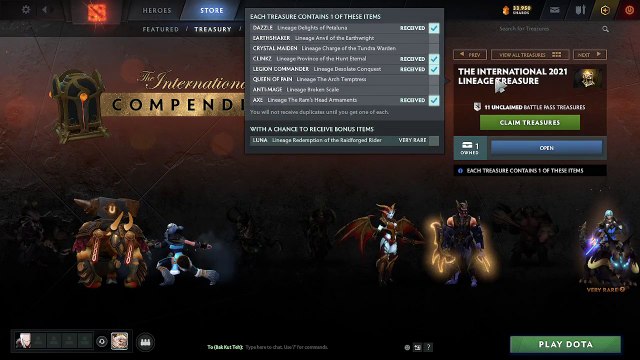 Dota 2 - Tournament International 11 Battle Pass 2022 Treasure Unbox!!!