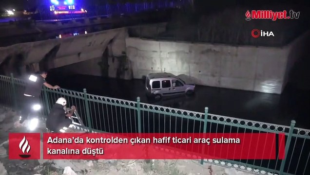 Adana’da hafif ticari araç kanala düştü: 1 yaralı