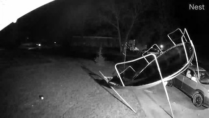 Wind-Swept Trampoline Trashes a Car