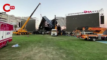 İzmir’de Tarkan konseri öncesi çöken platformda incelemeler gerçekleştirildi