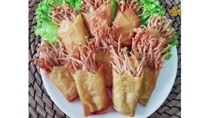 Krup Krap Cendawan Enoki Celup Tepung Goreng Pedas