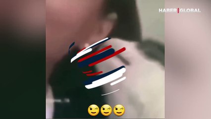 Sahibini öptükten sonra yaptığı hareketle viral olan kedi kamerada