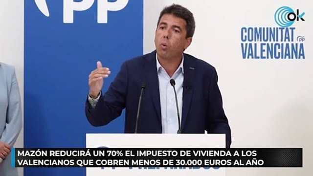 Mazón reducirá un 70% el impuesto de vivienda a los valencianos que cobren menos de 30.000 euros al año