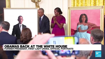 Obamas return to the White House, unveil official portraits