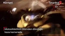 Motosikletlinin ölümden döndüğü kaza kamerada