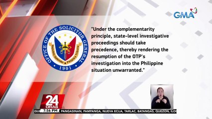 Pilipinas, hiniling sa ICC Na itigil na ang imbestigasyon sa giyera kontra droga ng administrasyong Duterte | 24 Oras