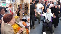 İstanbul'da esnaf ziyareti yapan Meral Akşener'e engelli vatandaştan HDP tepkisi