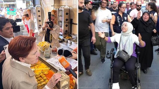 İstanbul'da esnaf ziyareti yapan Meral Akşener'e engelli vatandaştan HDP tepkisi