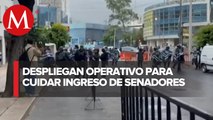 Elementos de seguridad desplegaron operativos en las afueras del Senado