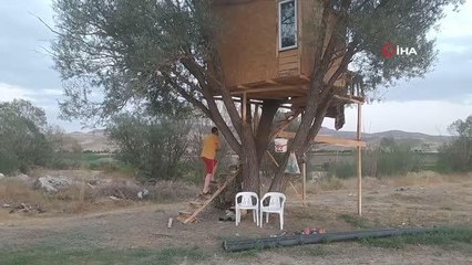 Download Video: Afyon haberleri | Çobanlar ve yoldan geçenler için ağaca ev yaptı