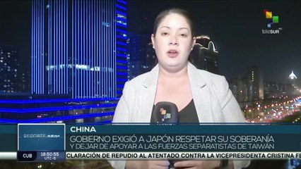 China exige a Japón respeto a su soberanía y el cese del apoyo a Taiwán