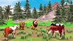 Cow Cartoon, Giant Bulls vs Zombie Lion Tiger Animal Fight   Big Bulls Rescue Cow From Giant Lion
