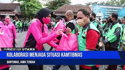 Pengemudi Ojol Terima Bantuan Paket Sembako dari Polresta Banyumas