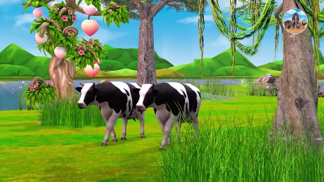Cow Cartoon, Giant Gorilla Vs Giant Lion Tiger Funny Gorilla Rescue Cartoon Cows From Lion & Tiger